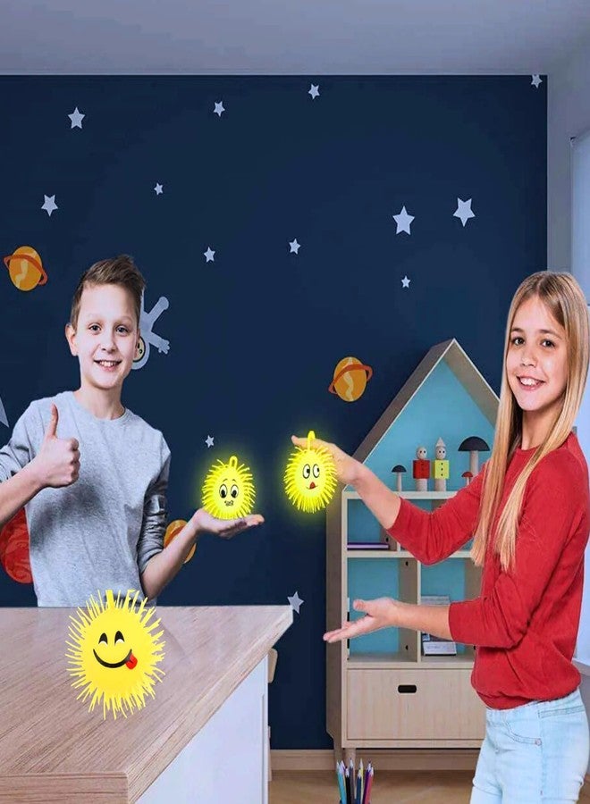 Munmoll Light Up Rubber Smiley Ball with Flashing Lights Puffer Balls Pack of 2 Soft Squeeze Stress Relief Fidget Toys for Kids and Adults Children Birthday Party Favors Emoticon Puffer Ball Toy - Image 3